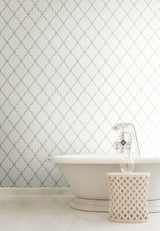 Wallpaper Graphic Trellis Wallpaper // White & Soft Grey