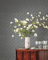 Wallpaper Grecian Geometric Wallpaper // Silver & Black