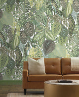 Wallpaper Greenery Mural Cotton Wall Mural // Green