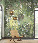 Wallpaper Greenery Mural Cotton Wall Mural // Green