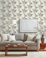 Wallpaper Handpainted Songbird Wallpaper // Grey