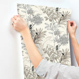 Wallpaper Handpainted Songbird Wallpaper // Grey