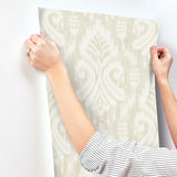 Wallpaper Hawthorne Ikat Wallpaper // Beige