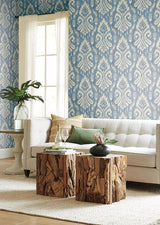 Wallpaper Hawthorne Ikat Wallpaper // Blue
