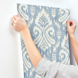 Wallpaper Hawthorne Ikat Wallpaper // Blue