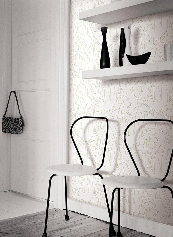 Wallpaper Head over Heels Peel & Stick Wallpaper // Gold Metallic