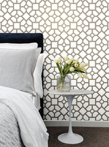 Wallpaper Hedgerow Trellis Peel & Stick Wallpaper // Taupe & Gold