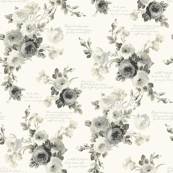 Wallpaper Heirloom Rose Wallpaper // Grey & White 