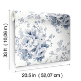 Wallpaper Heritage Rose Wallpaper // Navy & White