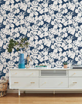 Wallpaper Hibiscus Arboretum Wallpaper // Navy