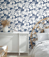 Wallpaper Hibiscus Arboretum Wallpaper // Navy