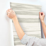 Wallpaper Horizontal Dry Brush Wallpaper // White & Grey