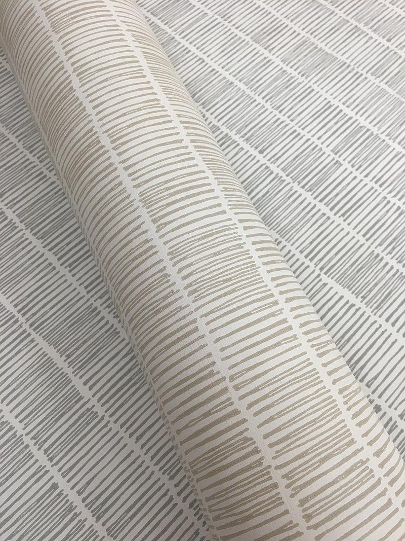 Wallpaper Horizontal Hash Marks Wallpaper // White & Cream 
