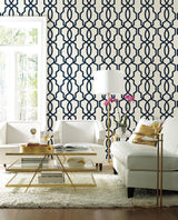 Wallpaper Hourglass Trellis Wallpaper // Navy