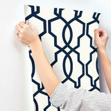 Wallpaper Hourglass Trellis Wallpaper // Navy