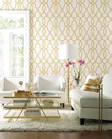 Wallpaper Hourglass Trellis Wallpaper // Yellow