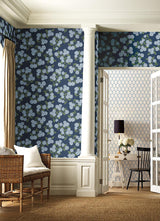 Wallpaper Hydrangea Wallpaper // Navy