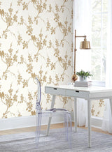 Wallpaper Imperial Blossoms Branch Wallpaper // Gold Metallic