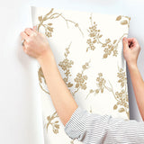 Wallpaper Imperial Blossoms Branch Wallpaper // Gold Metallic