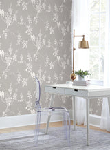 Wallpaper Imperial Blossoms Branch Wallpaper // Grey & White