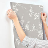 Wallpaper Imperial Blossoms Branch Wallpaper // Grey & White