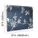 Wallpaper Imperial Blossoms Branch Wallpaper // Navy
