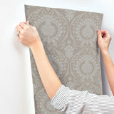 Wallpaper Imperial Damask Wallpaper // Beige & Silver