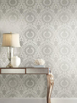Wallpaper Imperial Damask Wallpaper // Grey & Silver