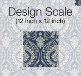 Wallpaper Imperial Damask Wallpaper // Navy & Silver