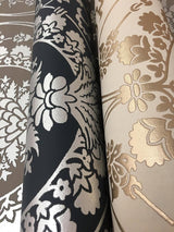 Wallpaper Imperial Damask Wallpaper // Navy & Silver