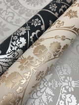 Wallpaper Imperial Damask Wallpaper // Navy & Silver