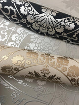 Wallpaper Imperial Damask Wallpaper // Navy & Silver