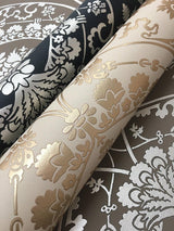 Wallpaper Imperial Damask Wallpaper // Off White & Gold