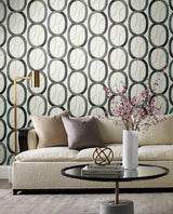 Wallpaper Interlock Peel & Stick Wallpaper // Black & Gold