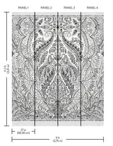 Wallpaper Jaipur Paisley Damas Wall Mural // Black & White