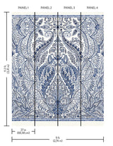 Wallpaper Jaipur Paisley Damas Wall Mural // Blue & White