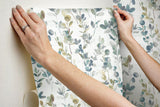 Wallpaper Joyful Eucalyptus Peel & Stick Wallpaper // Navy