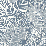 Wallpaper Jungle Leaves Wallpaper // Blue