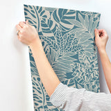 Wallpaper Jungle Leaves Wallpaper // Teal