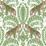 Wallpaper Jungle Leopard Wallpaper // White & Green