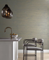 Wallpaper Jute Wallpaper // Gold & Blue Metallic