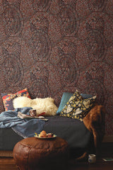 Wallpaper Kashmir Dreams Paisley Wallpaper // Red