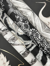Wallpaper Kimono Trees Wallpaper // Black Metallic