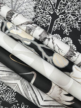 Wallpaper Kimono Trees Wallpaper // Black Metallic