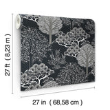 Wallpaper Kimono Trees Wallpaper // Black Metallic
