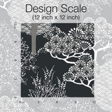 Wallpaper Kimono Trees Wallpaper // Black Metallic