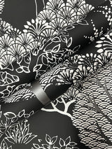 Wallpaper Kimono Trees Wallpaper // Black Metallic