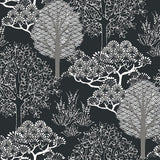 Wallpaper Kimono Trees Wallpaper // Black Metallic
