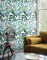 Wallpaper Kinetic Tropical Peel & Stick Wallpaper // Blue & Green