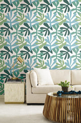 Wallpaper Kinetic Tropical Peel & Stick Wallpaper // Blue & Green
